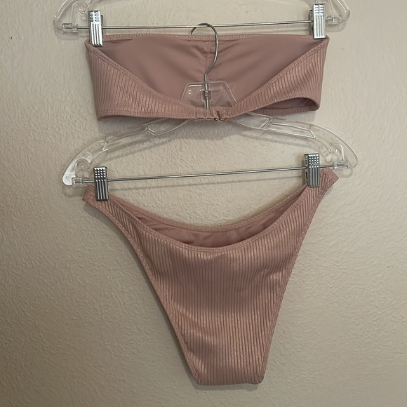 PINK SHIMMER RIBBED BIKINI - Picture 3 of 4